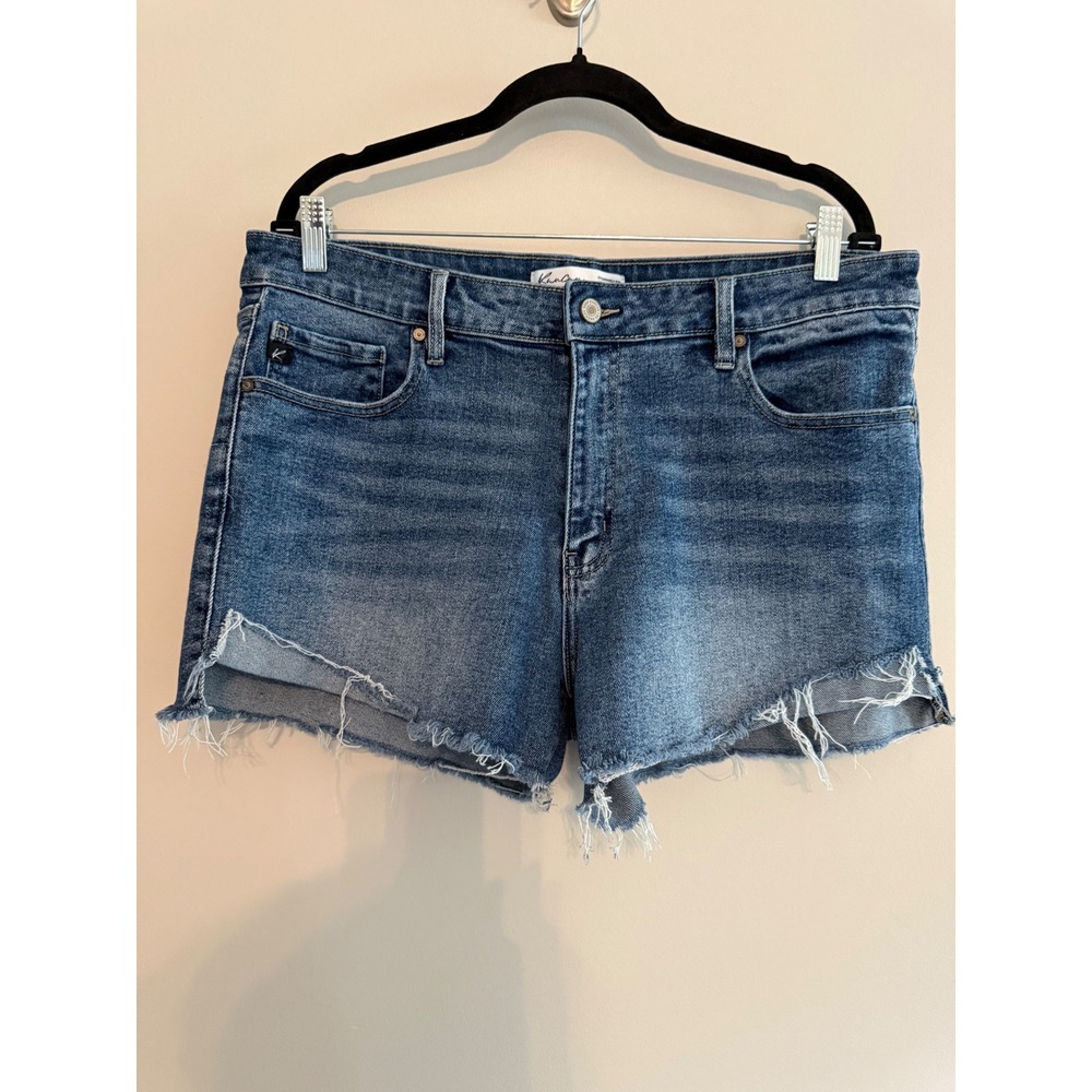 KanCan Exclusively for Maurices Denim Shorts Frayed Hem Medium Wash